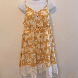 A.N.A Sleeveless Yellow Palm Print Midi Sundress Size 0X